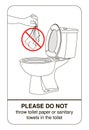 Sign prohibiting the throwing of paper and foreign objects in the toilet.